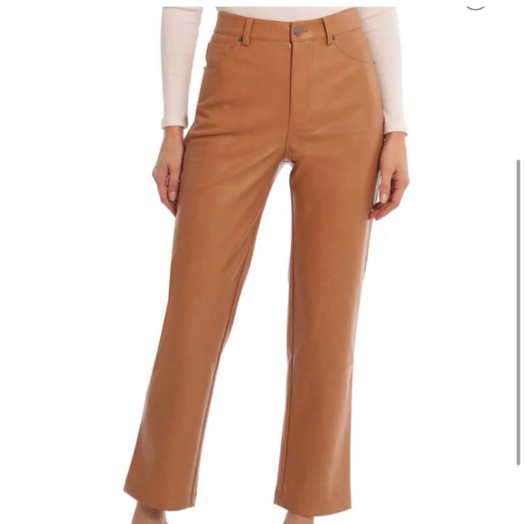 AVEC LES FILLES faux brown straight leg leather pants. Size L, NWT•••Anthro - Picture 4 of 16